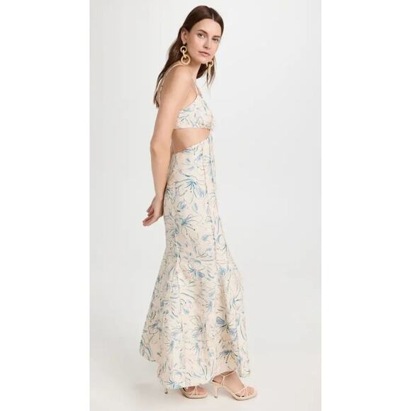 Significant Other Anica Maxi Dress Linen Cottage Summer Beachy Floral Boho Sz 2 - Picture 2 of 13